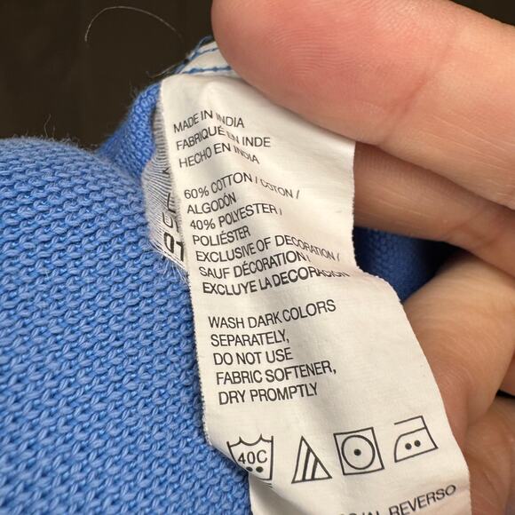 IZOD Advantage Polo Shirt Men’s Large Blue Yellow Logo Cotton Blend Golf - Picture 4 of 5